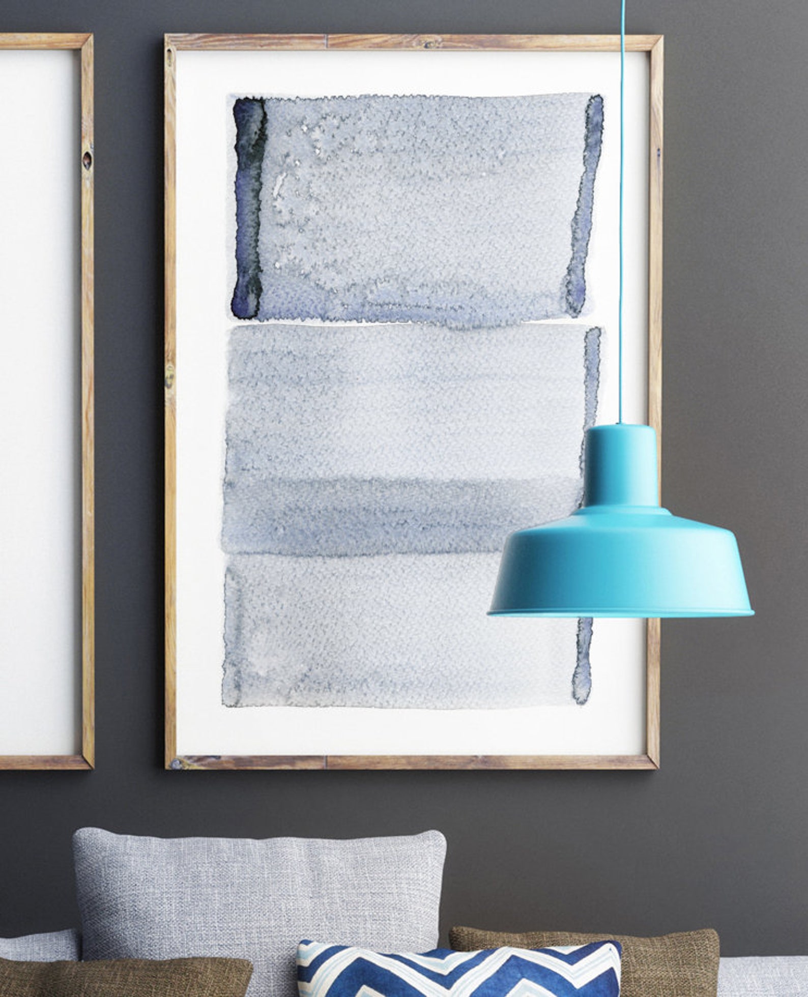 Navy Blue Gray Wall Art Prints Abstract Art Set of 2 Large Etsy