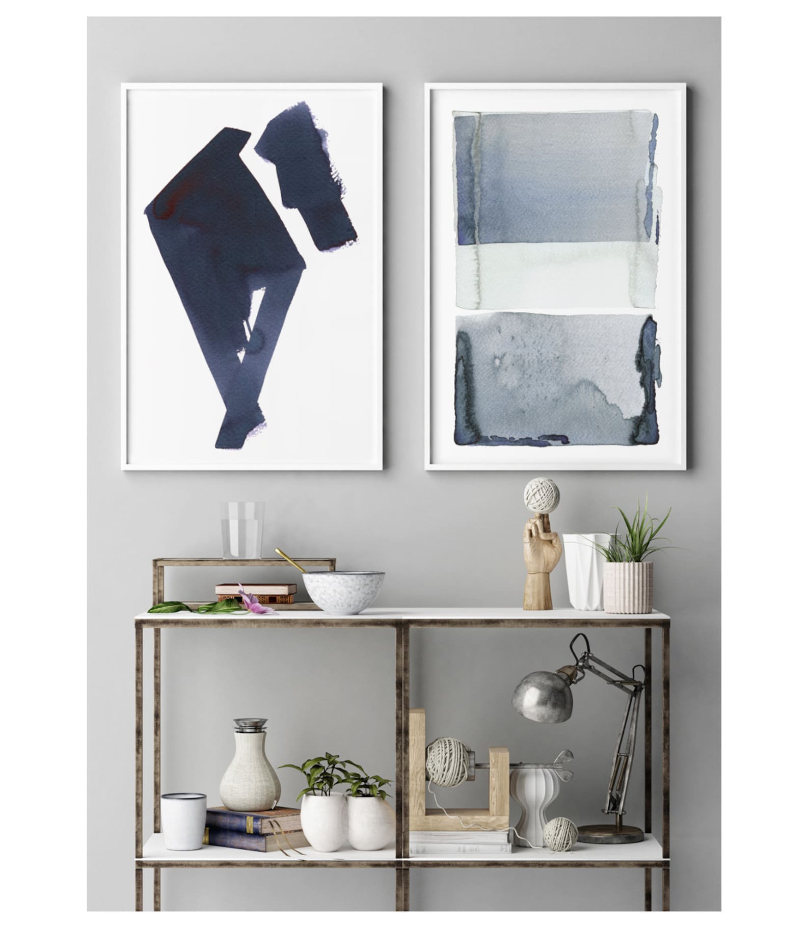 Navy Blue Abstract Art Living Room Wall Art Large Abstract - Etsy