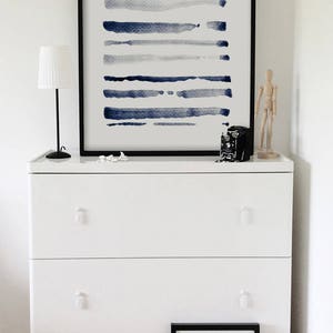 Large Abstract Wall Art, Large Abstract Art Prints, Navy Blue Gray Set of 3 Abstract Prints, Abstract Watercolor,Large Abstract Painting Set image 7