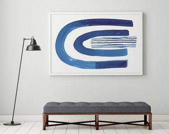 Large Abstract Art Print, Navy Blue Painting, Abstract Art, Abstract Watercolor, Horizontal Wall Art, Abstract Blue Painting, Large Print