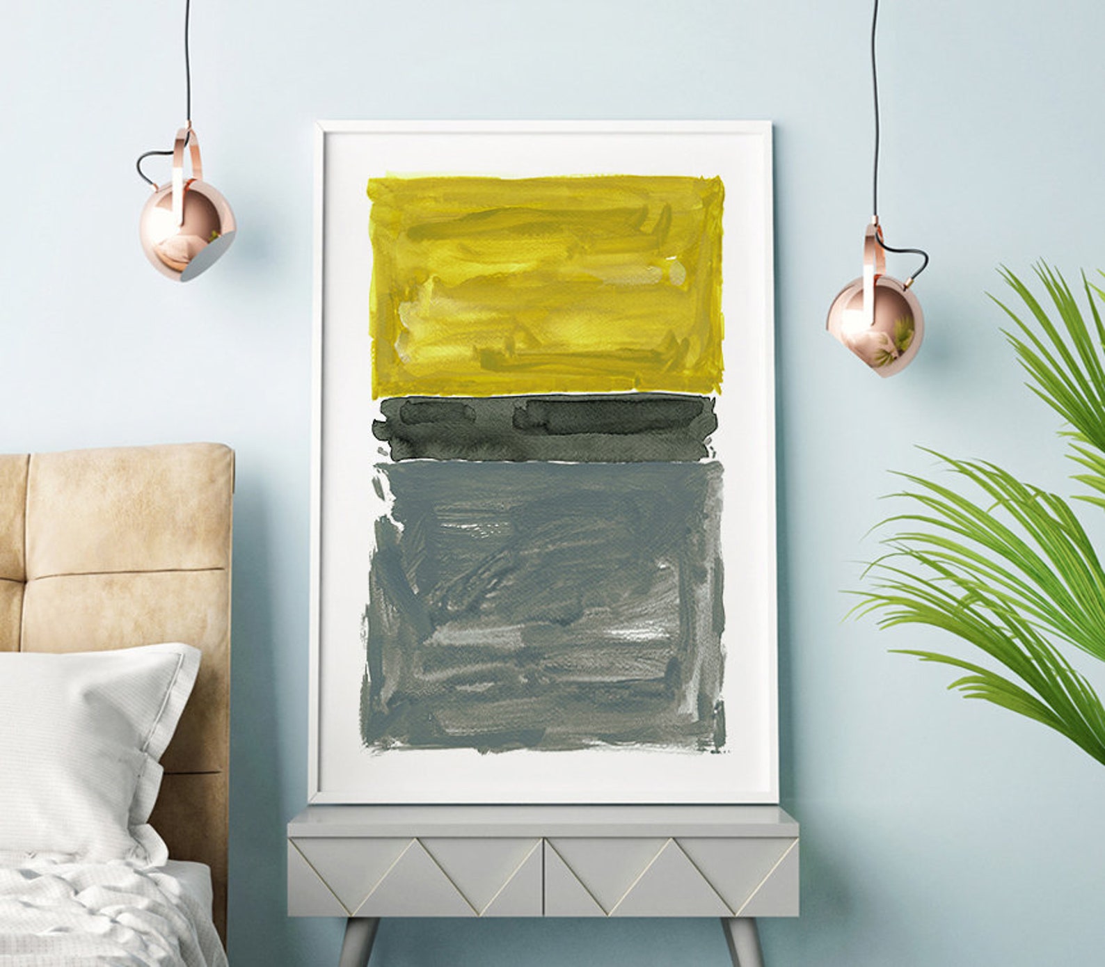 Large Wall Art Abstract Mustard Gray Wall Art Abstract Etsy