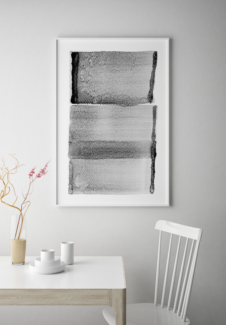 Neutral Minimal Art, Above Couch Wall Art Set of 3 Art Prints, Office Wall Art Gray Wall Art, Abstract Painting Extra Large Abstract Artwork image 3
