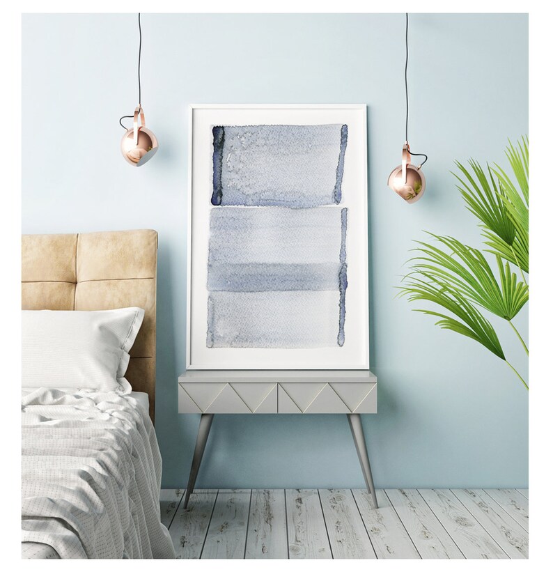 Navy Blue Gray Wall Art Prints Abstract Art Set of 2 Large Etsy