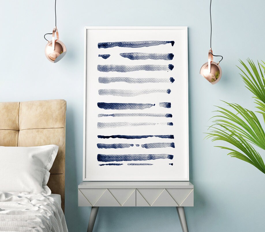 Navy Blue Gray Wall Art Prints Abstract Art Set of 2 Large Etsy
