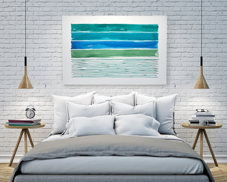 Blue Green Wall Art Green Teal Turquoise Blue Abstract Etsy