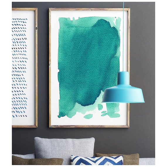 Green Watercolor Large Wall Art Abstract Watercolour Etsy UK