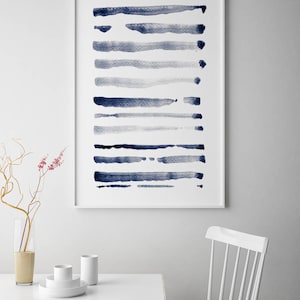 Large Abstract Wall Art, Large Abstract Art Prints, Navy Blue Gray Set of 3 Abstract Prints, Abstract Watercolor,Large Abstract Painting Set image 6