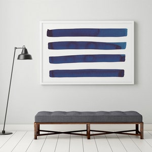 Large Abstract Art Print, Navy Blue Painting, Abstract Art, Abstract Watercolor, Horizontal Wall Art, Abstract Blue Painting, Large Print image 1