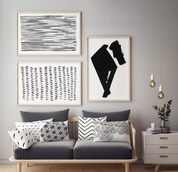 Large Painting, Set Of 3 Wall Art, Abstract Painting, Large Abstract Art, Abstract Art, Minimalist Wall Art, Large Wall Art, Black White Art