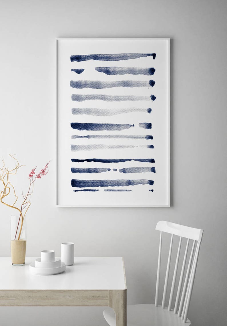 Navy Blue Abstract Art Living Room Wall Art Large Abstract Etsy