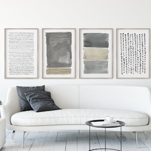 Large Wall Art, Set of 4 Paintings Gray Abstract Art, Large Abstract Painting, Minimalist Art, Oversized Abstract Painting Set, Abstract Art