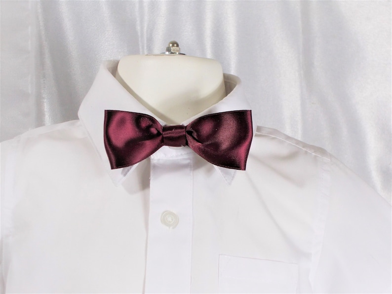 Handmade Boy/'s Accessories Elastic band MAROON SATIN BOW Tie