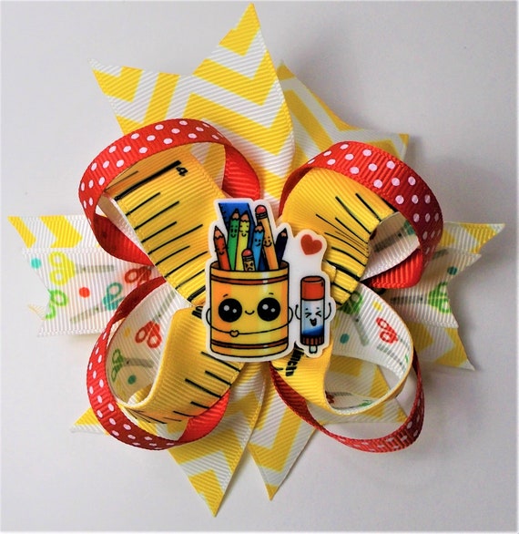 School Days Stacked Boutique Hair Bow Girls Hair Accessories Etsy