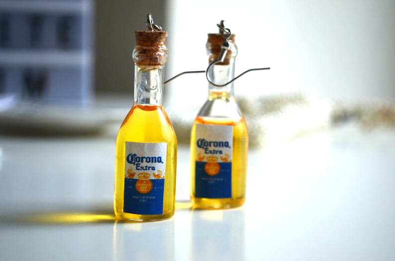 Beer Lover Gift Party Earrings Patio Earrings Corona Bottle Earrings Mini Bottle Beer Mini Bottle Earrings Beer BFF Party Gift
