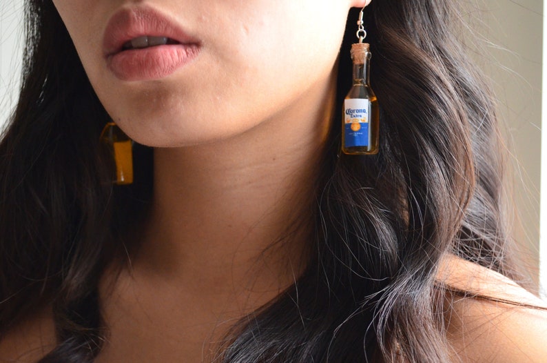Beer Lover Gift Party Earrings Patio Earrings Corona Bottle Earrings Mini Bottle Beer Mini Bottle Earrings Beer BFF Party Gift