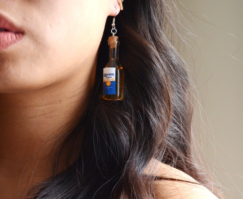 Beer Lover Gift Party Earrings Patio Earrings Corona Bottle Earrings Mini Bottle Beer Mini Bottle Earrings Beer BFF Party Gift