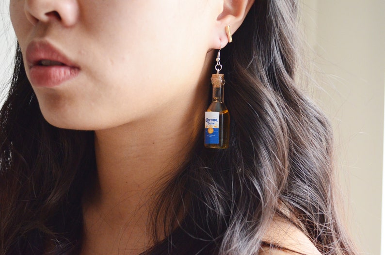 Beer Lover Gift Party Earrings Patio Earrings Corona Bottle Earrings Mini Bottle Beer Mini Bottle Earrings Beer BFF Party Gift