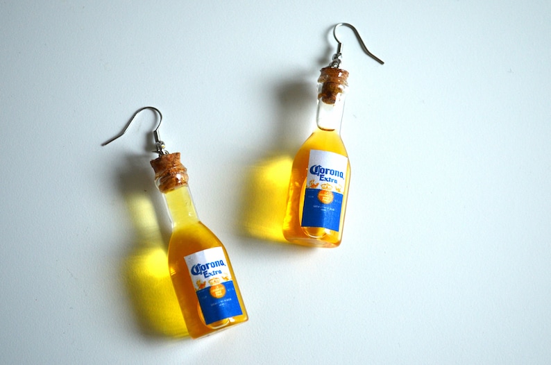 Beer Lover Gift Party Earrings Patio Earrings Corona Bottle Earrings Mini Bottle Beer Mini Bottle Earrings Beer BFF Party Gift