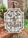 Gingham & Magnolia Door hanger