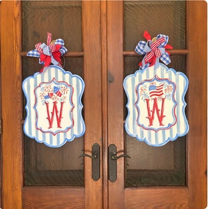 Patriotic board firework door hanger flag Fireworks Summer door hanger. America Red white and blue. 4th of July decor