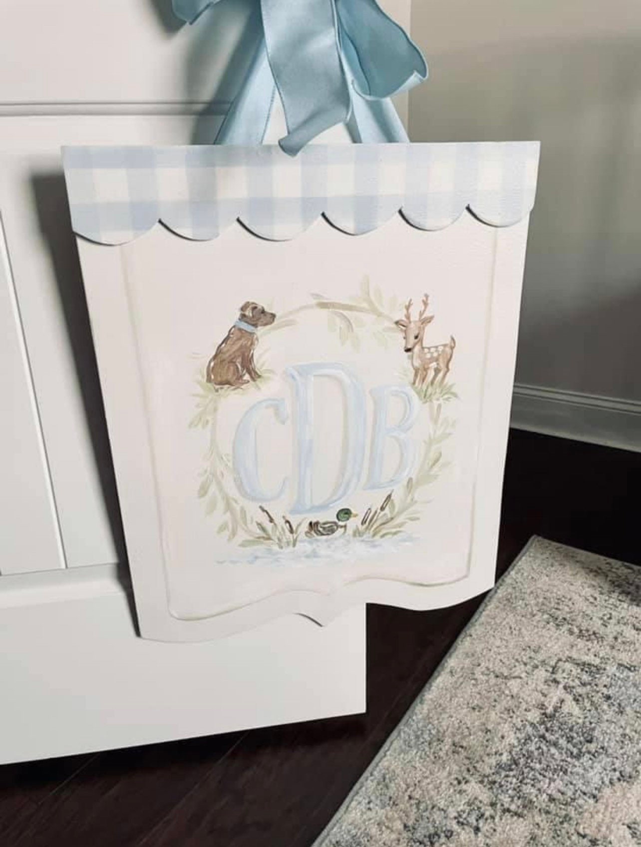Southern baby boy or girl hunting deer duck dog door hanger. Artist Tree.Hospital door hanger. Baby nursery door hanger. Baby nursery decor.