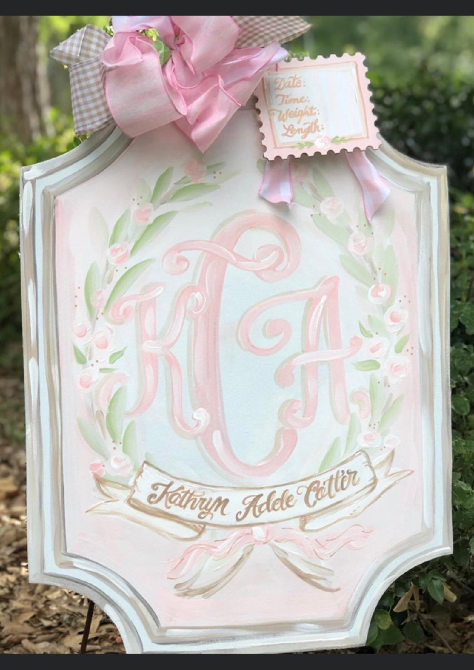 Baby Girl Hanger Nursery Door Hospital Door Hanger Soft Pink Etsy