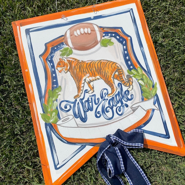 Tiger Crest Door Hanger, customize color and team