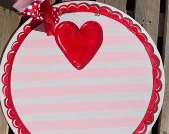 Heart Round Hanger Happy Valentine's Day Valentine Decor Door