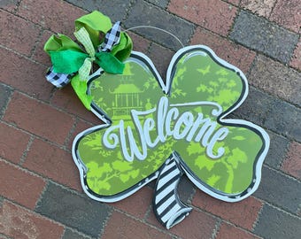 St. Patrick’s Day Shamrock door hanger