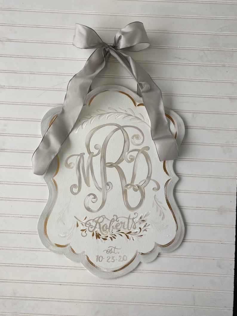 Monogram Wedding Door Hanger: Personalized Family Name Sign