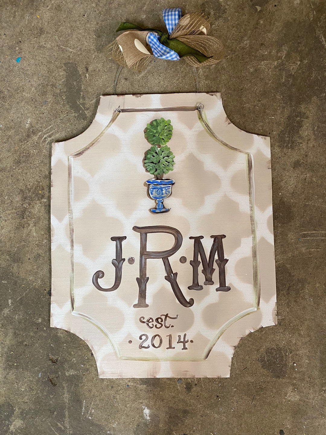 NEIGHBORHOODFL / 「NHHX . ODE / E-HANGER」 Brown Topiary Door Hanger. Blue Chinoiserie Pot Dondee Hicks