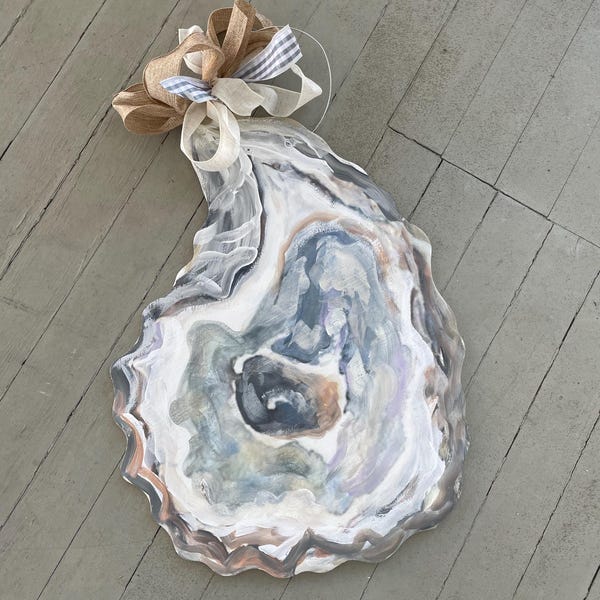 Oyster Shell Door Hanger: Coastal Beach House Decor