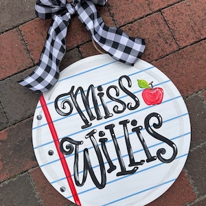 Personalized Teacher Door Hanger: Hand Painted Back to School Sign