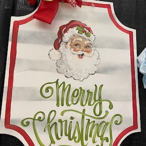 Santa Face Board. AT board with grey horizontal strap background