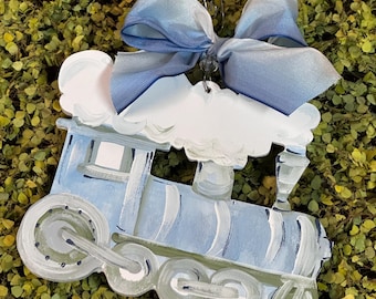 Hand painted Christmas train Ornament