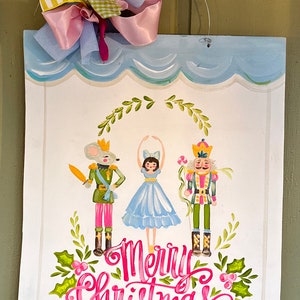 Nutcracker Tree door hanger. New Banner shape.  Dondee Hicks. Artist Tree. Christmas decoration.