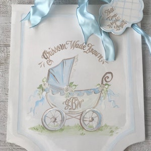 Baby door hanger. BOY, GIRL or UNISEX Baby carriage door hanger. Hospital door hanger. Baby Girl Door Hanger. Baby Boy Door Hanger. 4-6 week