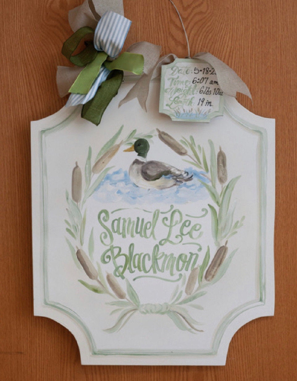 Baby door hanger duck mallard. Southern huntingBOY, door hanger. Hospital door hanger. Baby Girl Door Hanger. Baby Boy Door Hanger. 4-6 week
