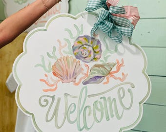 Pastel seashells Door Hanger: Original Artist Tree Design