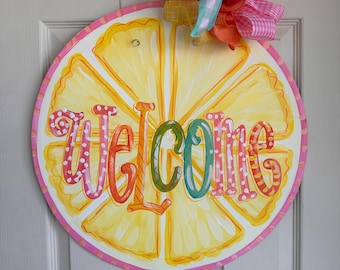 Fun lemon sweet summertime tropical beachy Door Hanger:  Artist Tree