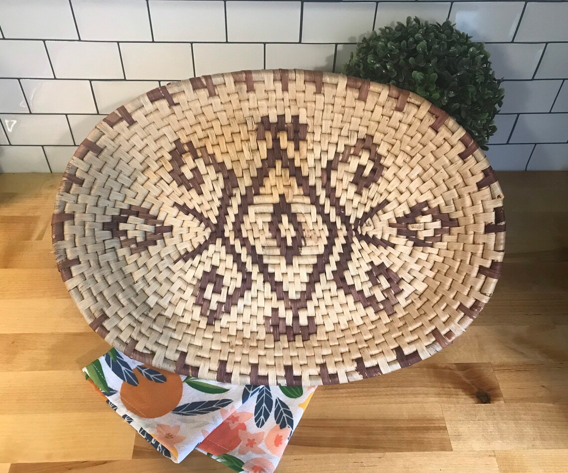 Natural Woven Large Oval Wall Basket Etsy