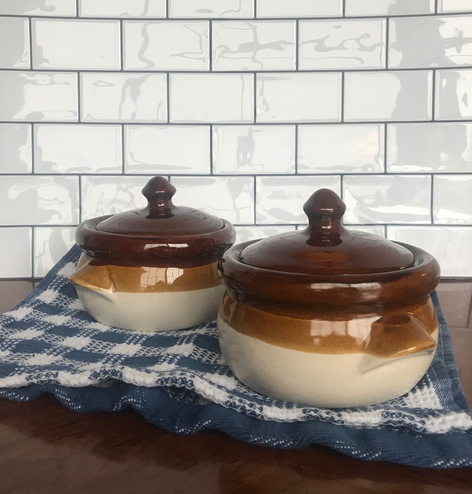 Pair of French Soup Crock Bowls with Lids Etsy