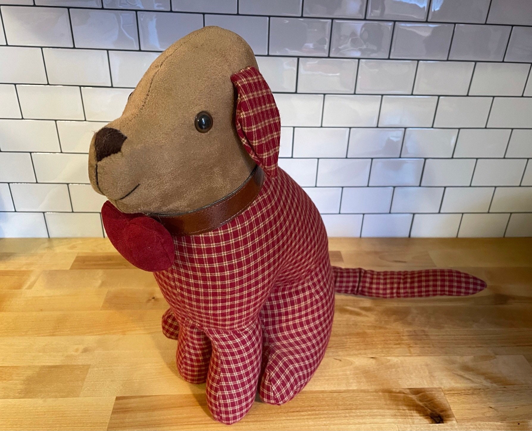 Plush Gingham Dog Door Stop Etsy
