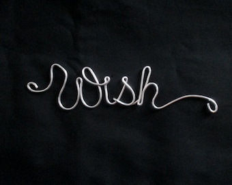 deseo de palabra de alambre, palabras decorativas, palabras de guión de alambre, palabras de alambre, palabras de pared de alambre, arte de palabras de alambre, palabras cursivas de alambre, palabras colgantes, signo de alambre