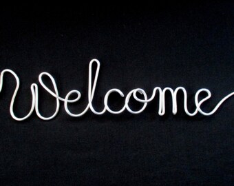 wire word welcome, wire words, welcome, wire writing wire script words, wire cursivas, wire works, house warming gift, hanging words