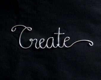wire word create, wire words, decorative words, wire script words, inspirational words, wire ornament, wire wall words, small gift,
