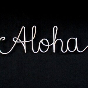 wire word aloha,wire words,aloha,wire writing,wire script words,wire cursive words,wire word art,wire hanging words,decorative sign,wire art