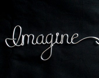 alambre palabra imaginar, palabras de alambre, palabras decorativas, palabras de guión de alambre, palabras inspiradoras, palabras cursivas de alambre, arte de la palabra de alambre, escritura de alambre