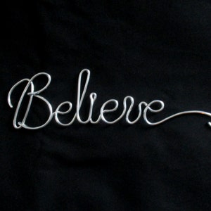 wire words, wire word believe, decorative words, wire script words,inspirational words,wire writing, wire word art, hanging words, ornament