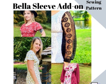 Dodatek Flutter & Bishop Sleeve do wzoru szycia sukienki pielęgniarskiej Bella, wzoru projektora, PDF do szycia, natychmiastowe pobieranie rękawów do druku